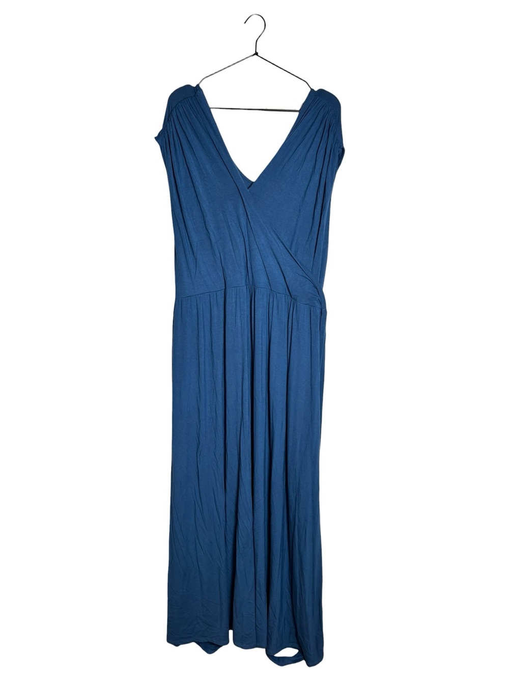 Eloquii Blue Sleeveless Jersey Knit Faux Wrap Maxi Dress Size 18